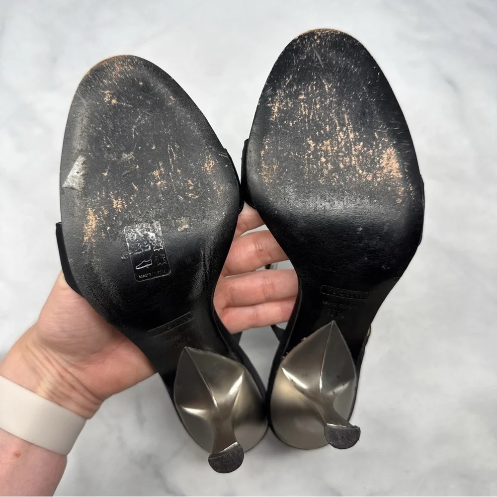 Giuseppe Zanotti Vicini Vintage Y2K Silk Satin Rhinestone Slide Mule Sandal Heel